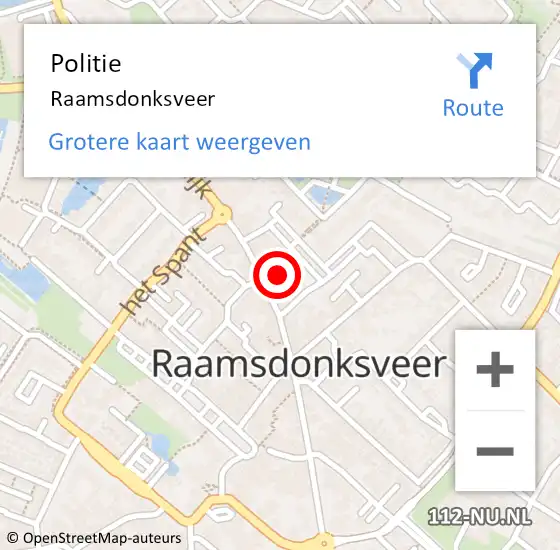 Locatie op kaart van de 112 melding: Politie Raamsdonksveer op 5 februari 2025 16:12