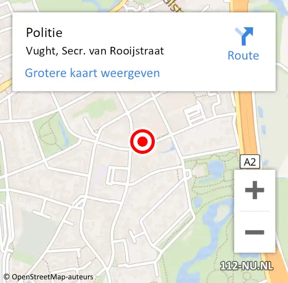 Locatie op kaart van de 112 melding: Politie Vught, Secr. van Rooijstraat op 5 februari 2025 16:36