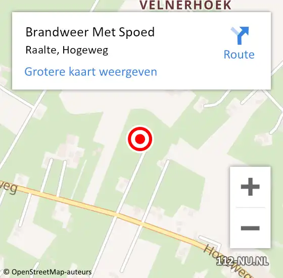 Locatie op kaart van de 112 melding: Brandweer Met Spoed Naar Raalte, Hogeweg op 5 november 2014 15:03