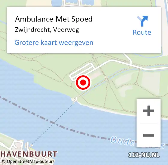 Locatie op kaart van de 112 melding: Ambulance Met Spoed Naar Zwijndrecht, Veerweg op 5 februari 2025 19:11