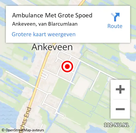 Locatie op kaart van de 112 melding: Ambulance Met Grote Spoed Naar Ankeveen, van Blarcumlaan op 5 november 2014 15:21