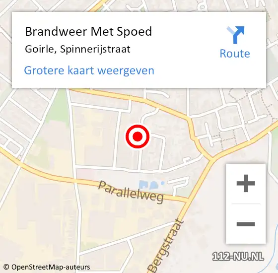 Locatie op kaart van de 112 melding: Brandweer Met Spoed Naar Goirle, Spinnerijstraat op 5 februari 2025 22:51