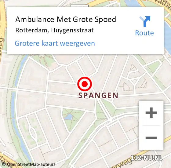 Locatie op kaart van de 112 melding: Ambulance Met Grote Spoed Naar Rotterdam, Huygensstraat op 6 februari 2025 02:53