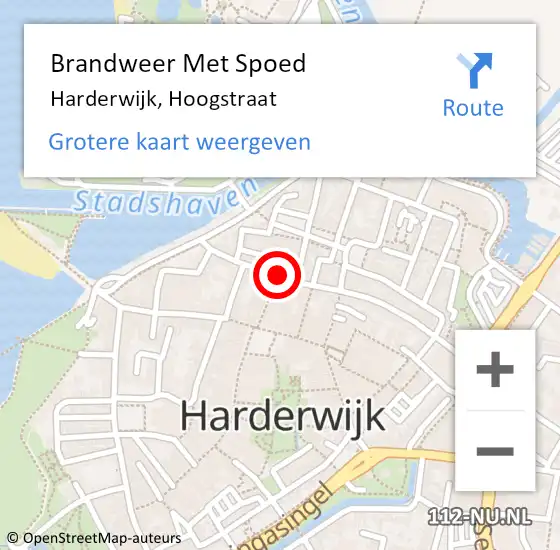 Locatie op kaart van de 112 melding: Brandweer Met Spoed Naar Harderwijk, Hoogstraat op 5 november 2014 16:04