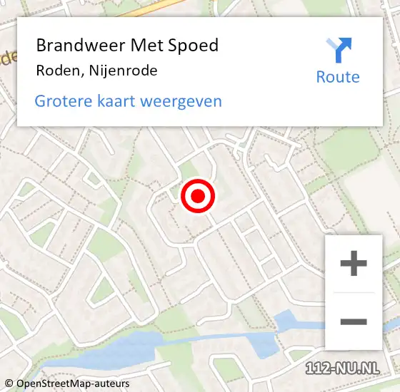 Locatie op kaart van de 112 melding: Brandweer Met Spoed Naar Roden, Nijenrode op 5 november 2014 16:23