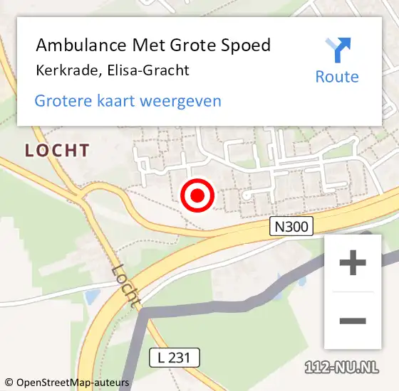 Locatie op kaart van de 112 melding: Ambulance Met Grote Spoed Naar Kerkrade, Elisa-Gracht op 20 oktober 2013 01:06