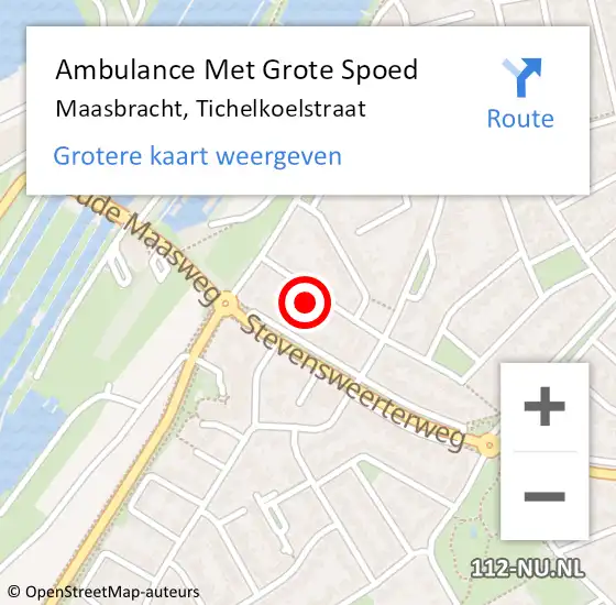 Locatie op kaart van de 112 melding: Ambulance Met Grote Spoed Naar Maasbracht, Tichelkoelstraat op 5 november 2014 17:01