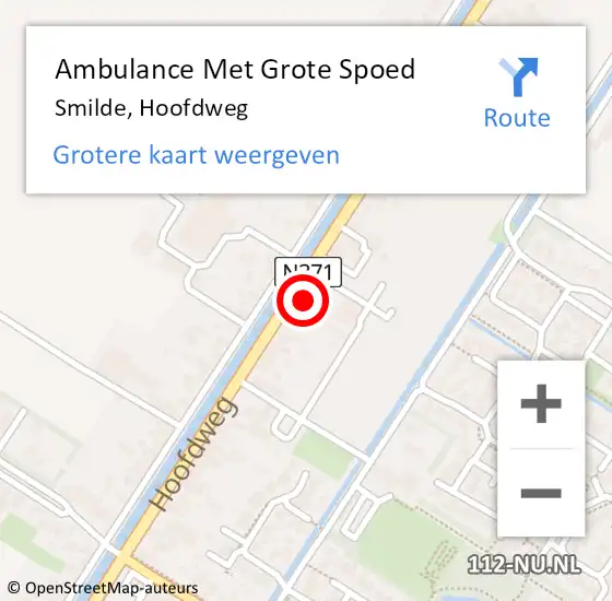 Locatie op kaart van de 112 melding: Ambulance Met Grote Spoed Naar Smilde, Hoofdweg op 5 november 2014 17:08