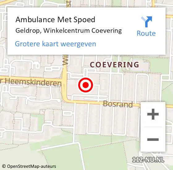 Locatie op kaart van de 112 melding: Ambulance Met Spoed Naar Geldrop, Winkelcentrum Coevering op 5 november 2014 18:00