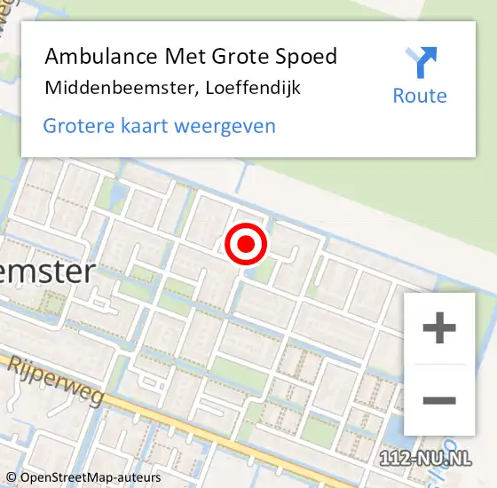 Locatie op kaart van de 112 melding: Ambulance Met Grote Spoed Naar Middenbeemster, Loeffendijk op 20 oktober 2013 01:25