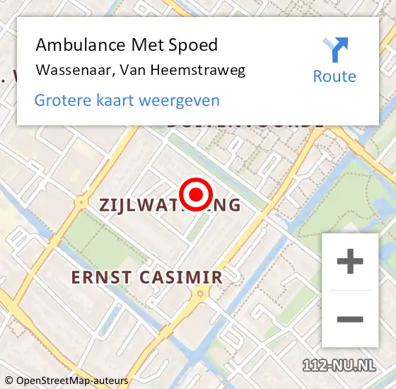 Locatie op kaart van de 112 melding: Ambulance Met Spoed Naar Wassenaar, Van Heemstraweg op 7 februari 2025 12:29