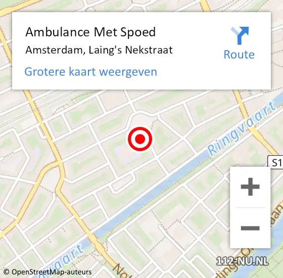 Locatie op kaart van de 112 melding: Ambulance Met Spoed Naar Amsterdam, Laing's Nekstraat op 7 februari 2025 13:07
