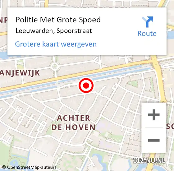 Locatie op kaart van de 112 melding: Politie Met Grote Spoed Naar Leeuwarden, Spoorstraat op 7 februari 2025 13:14