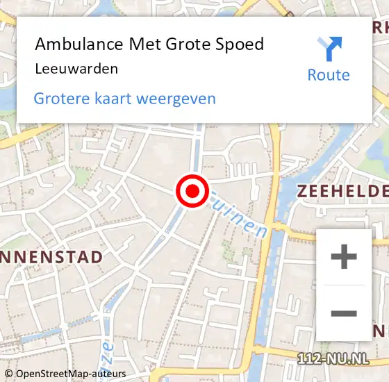 Locatie op kaart van de 112 melding: Ambulance Met Grote Spoed Naar Leeuwarden op 7 februari 2025 15:31