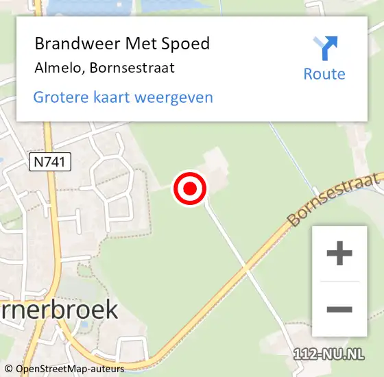 Locatie op kaart van de 112 melding: Brandweer Met Spoed Naar Almelo, Bornsestraat op 7 februari 2025 16:50