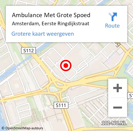 Locatie op kaart van de 112 melding: Ambulance Met Grote Spoed Naar Amsterdam, Eerste Ringdijkstraat op 7 februari 2025 17:32
