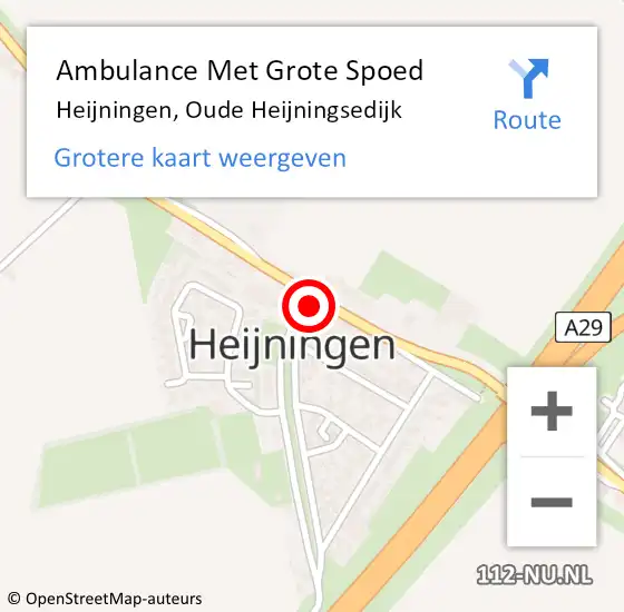 Locatie op kaart van de 112 melding: Ambulance Met Grote Spoed Naar Heijningen, Oude Heijningsedijk op 5 november 2014 19:42