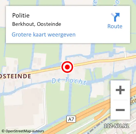 Locatie op kaart van de 112 melding: Politie Berkhout, Oosteinde op 5 november 2014 19:55