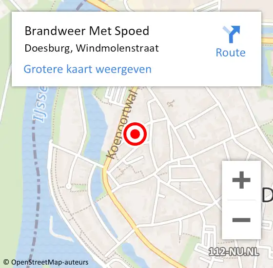 Locatie op kaart van de 112 melding: Brandweer Met Spoed Naar Doesburg, Windmolenstraat op 7 februari 2025 21:58