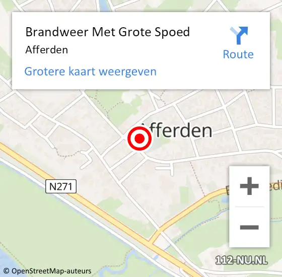 Locatie op kaart van de 112 melding: Brandweer Met Grote Spoed Naar Afferden op 5 november 2014 20:35