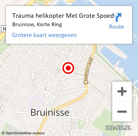 Locatie op kaart van de 112 melding: Trauma helikopter Met Grote Spoed Naar Bruinisse, Korte Ring op 8 februari 2025 05:10