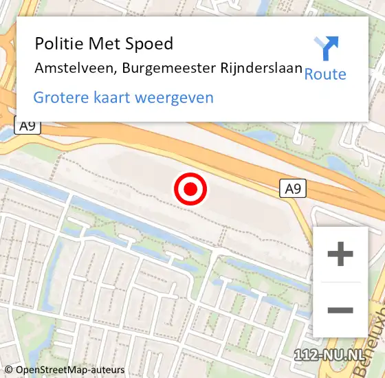 Locatie op kaart van de 112 melding: Politie Met Spoed Naar Amstelveen, Burgemeester Rijnderslaan op 8 februari 2025 06:12