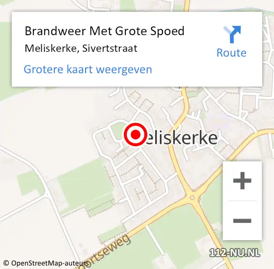 Locatie op kaart van de 112 melding: Brandweer Met Grote Spoed Naar Meliskerke, Sivertstraat op 5 november 2014 20:54