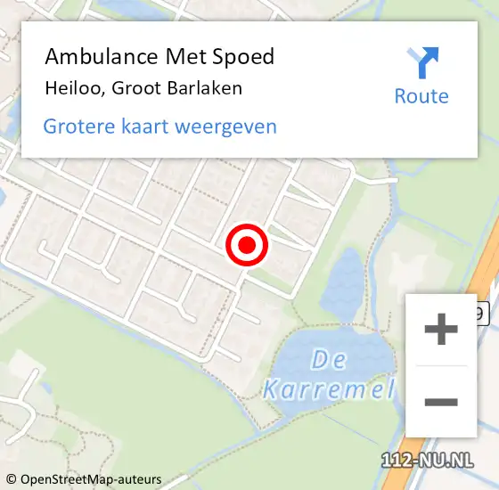 Locatie op kaart van de 112 melding: Ambulance Met Spoed Naar Heiloo, Groot Barlaken op 8 februari 2025 14:02