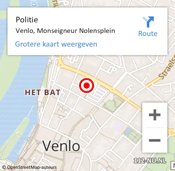 Locatie op kaart van de 112 melding: Politie Venlo, Monseigneur Nolensplein op 8 februari 2025 14:56