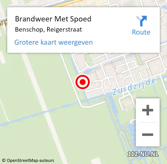 Locatie op kaart van de 112 melding: Brandweer Met Spoed Naar Benschop, Reigerstraat op 8 februari 2025 15:10