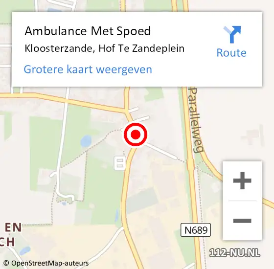 Locatie op kaart van de 112 melding: Ambulance Met Spoed Naar Kloosterzande, Hof Te Zandeplein op 5 november 2014 23:18