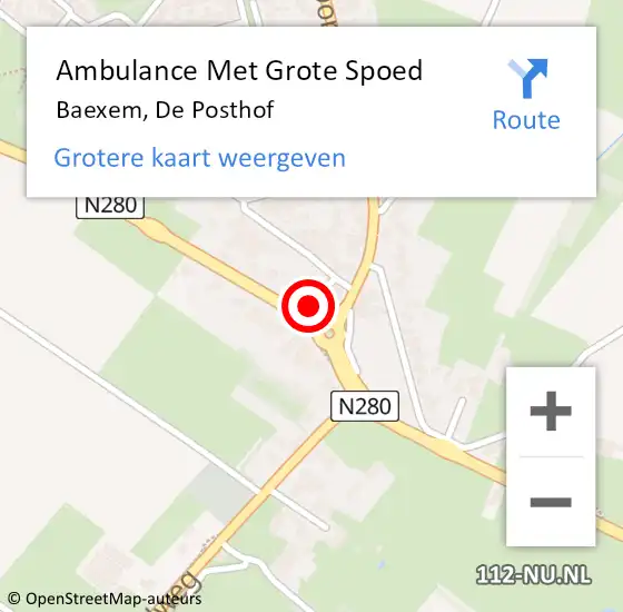 Locatie op kaart van de 112 melding: Ambulance Met Grote Spoed Naar Baexem, De Posthof op 5 november 2014 23:18