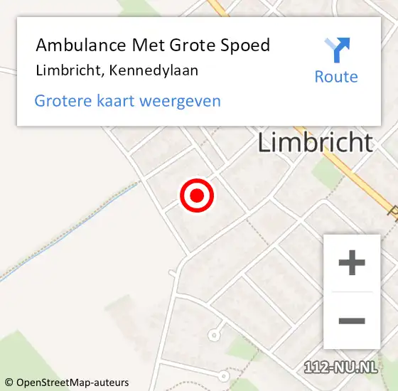 Locatie op kaart van de 112 melding: Ambulance Met Grote Spoed Naar Limbricht, Kennedylaan op 6 november 2014 00:06