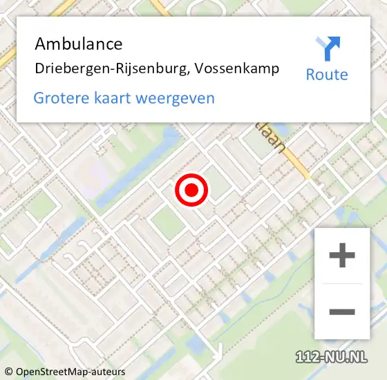 Locatie op kaart van de 112 melding: Ambulance Driebergen-Rijsenburg, Vossenkamp op 6 november 2014 00:07