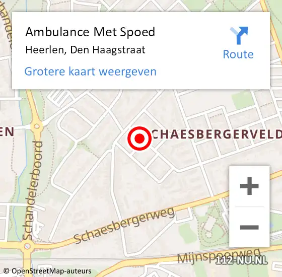 Locatie op kaart van de 112 melding: Ambulance Met Spoed Naar Heerlen, Den Haagstraat op 6 november 2014 00:17