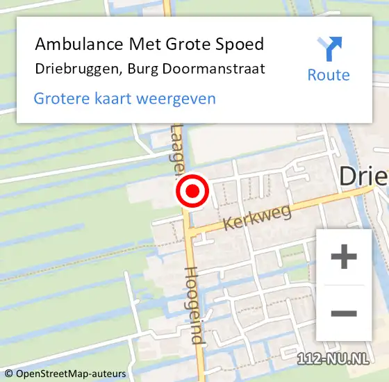 Locatie op kaart van de 112 melding: Ambulance Met Grote Spoed Naar Driebruggen, Burg Doormanstraat op 6 november 2014 00:49