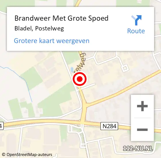 Locatie op kaart van de 112 melding: Brandweer Met Grote Spoed Naar Bladel, Postelweg op 9 februari 2025 10:51