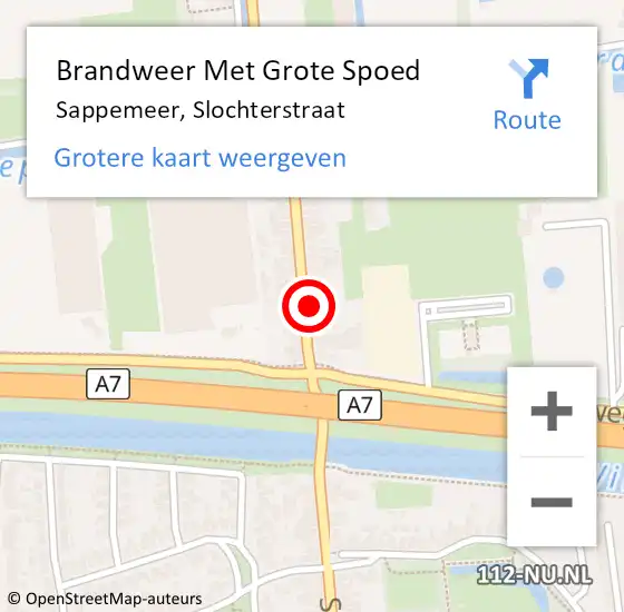 Locatie op kaart van de 112 melding: Brandweer Met Grote Spoed Naar Sappemeer, Slochterstraat op 6 november 2014 01:48