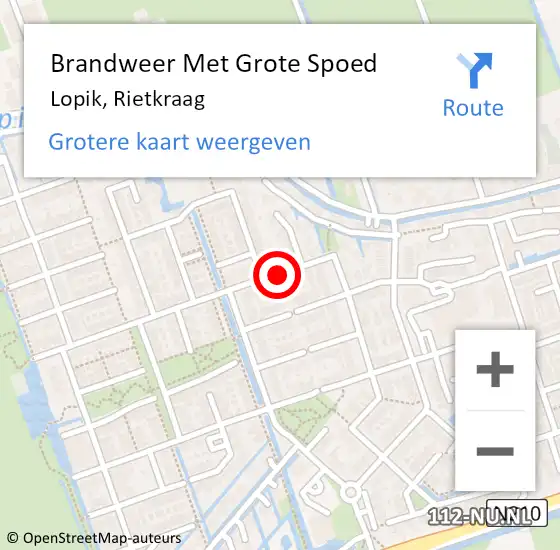 Locatie op kaart van de 112 melding: Brandweer Met Grote Spoed Naar Lopik, Rietkraag op 6 november 2014 01:57