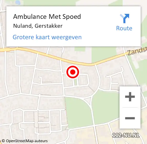 Locatie op kaart van de 112 melding: Ambulance Met Spoed Naar Nuland, Gerstakker op 6 november 2014 02:18