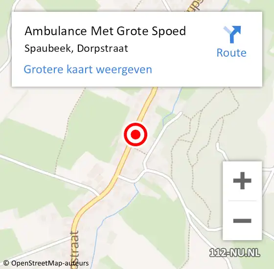 Locatie op kaart van de 112 melding: Ambulance Met Grote Spoed Naar Spaubeek, Dorpstraat op 6 november 2014 02:25
