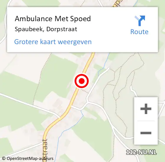 Locatie op kaart van de 112 melding: Ambulance Met Spoed Naar Spaubeek, Dorpstraat op 6 november 2014 02:54