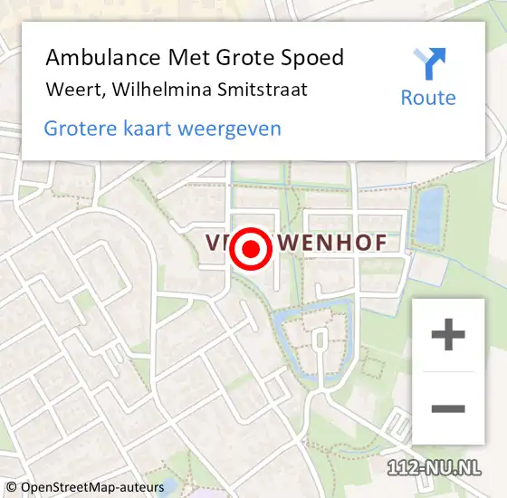 Locatie op kaart van de 112 melding: Ambulance Met Grote Spoed Naar Weert, Wilhelmina Smitstraat op 6 november 2014 03:46