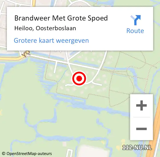 Locatie op kaart van de 112 melding: Brandweer Met Grote Spoed Naar Heiloo, Oosterboslaan op 9 februari 2025 17:45