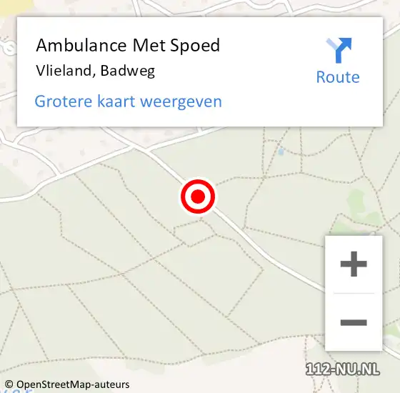 Locatie op kaart van de 112 melding: Ambulance Met Spoed Naar Vlieland, Badweg op 20 oktober 2013 02:35