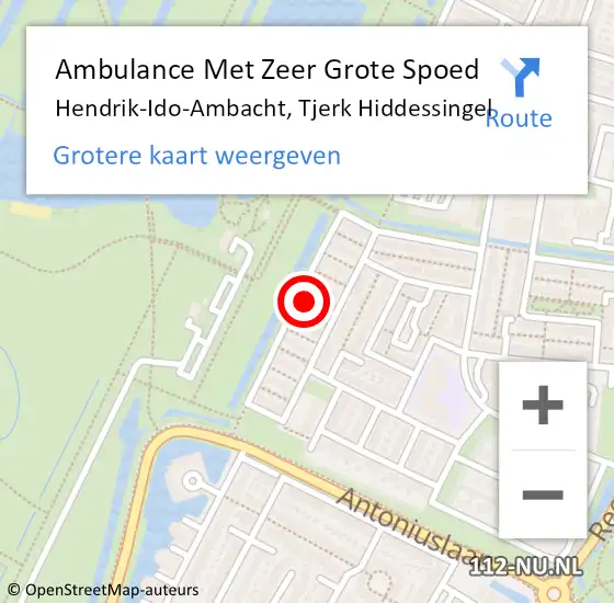 Locatie op kaart van de 112 melding: Ambulance Met Zeer Grote Spoed Naar Hendrik-Ido-Ambacht, Tjerk Hiddessingel op 10 februari 2025 00:47