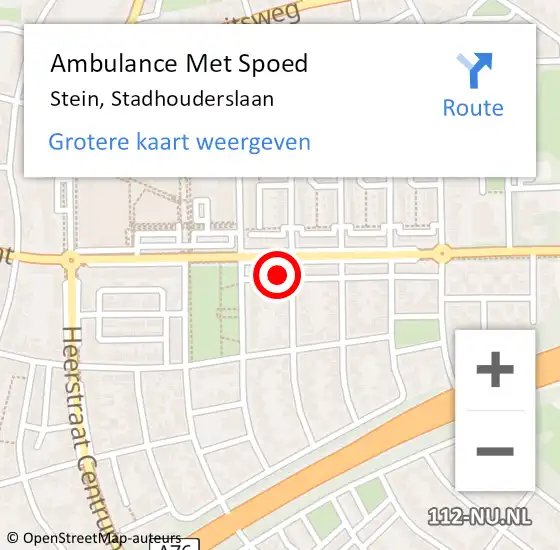 Locatie op kaart van de 112 melding: Ambulance Met Spoed Naar Stein, Stadhouderslaan op 6 november 2014 06:25