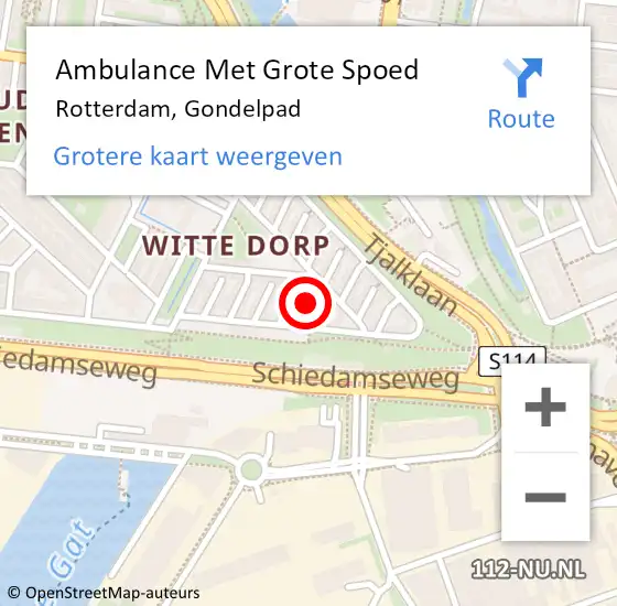 Locatie op kaart van de 112 melding: Ambulance Met Grote Spoed Naar Rotterdam, Gondelpad op 10 februari 2025 04:11