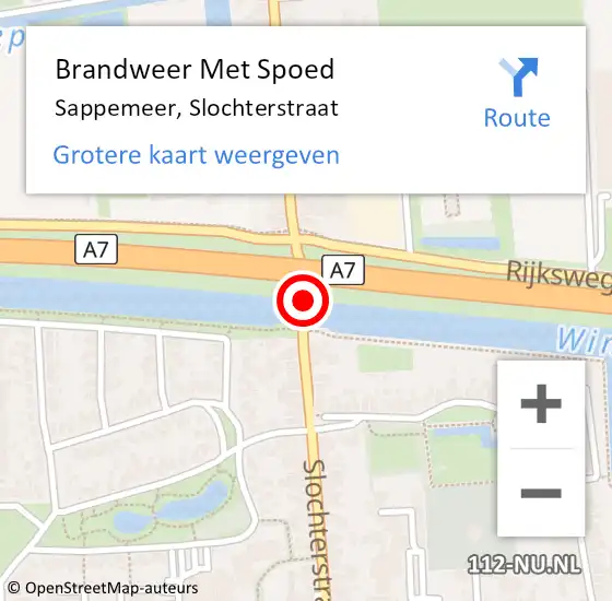 Locatie op kaart van de 112 melding: Brandweer Met Spoed Naar Sappemeer, Slochterstraat op 6 november 2014 07:33