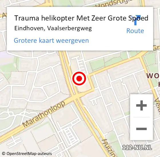Locatie op kaart van de 112 melding: Trauma helikopter Met Zeer Grote Spoed Naar Eindhoven, Vaalserbergweg op 10 februari 2025 15:13
